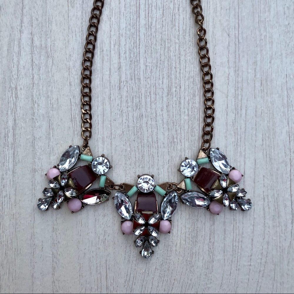 Multicolored Gem Statement Necklace - image 8